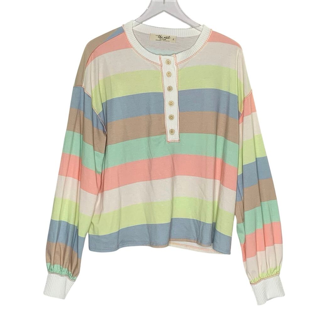 Three Bird Nest The Nest Laid Back Top L Pastel Striped Boho